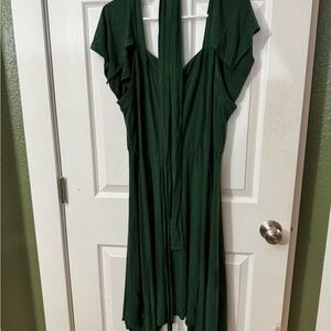 Chic Asymmetrical Green Dress